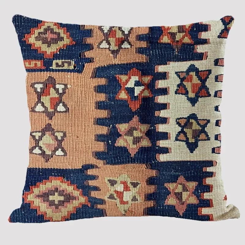 Vintage Kilim Cushion Cover Boho Ethnic Geometric Throw Pillowcase Peach Skin Decorative Pillow For Sofa Living Room Home Decor