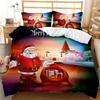 Comforter Christmas King Winter Theme Cartoon Bedding Set Microfiber Santa Claus Elk Carriage Comforter For Girl Boy