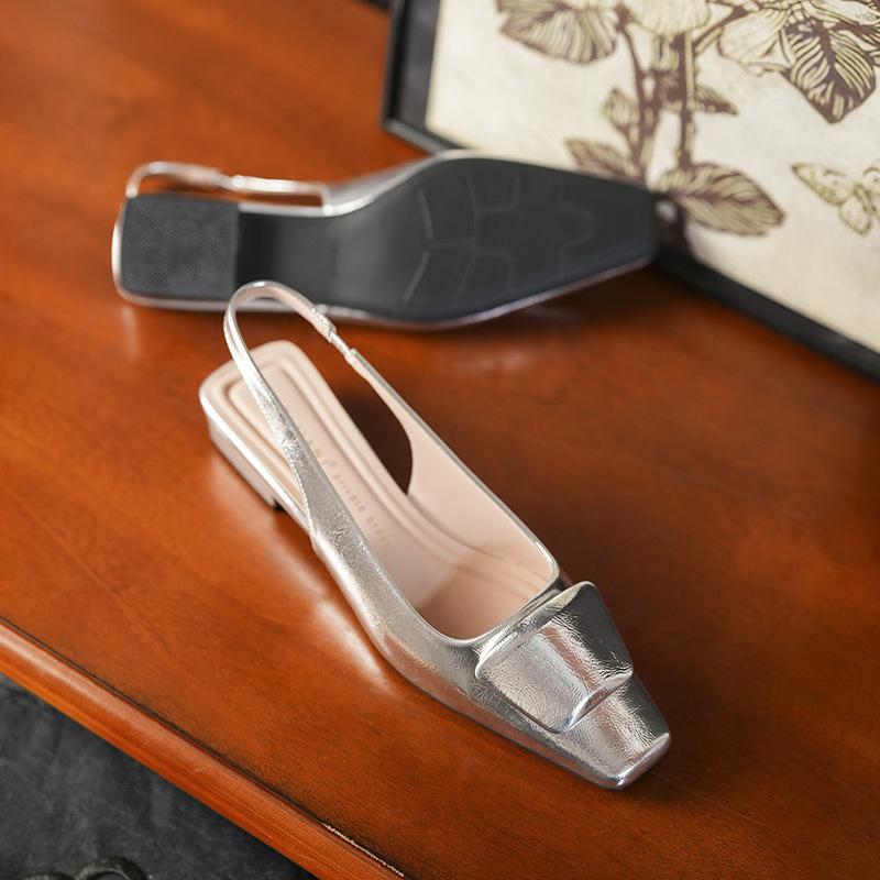 

Square buckle bag head sandals women s word with light mouth back strap Mary Jane shoes thick heel square head with skirt 39