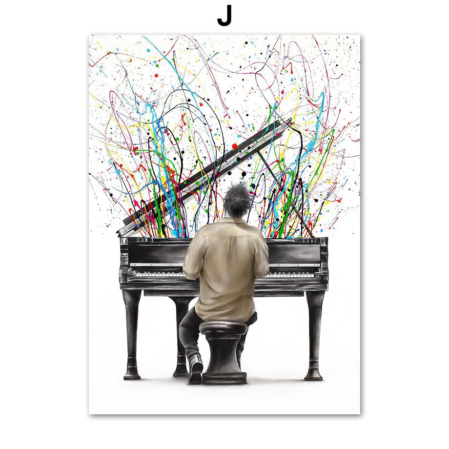 Gitary Pianino Perkusja Skrzypce Trąbka Gramofon Sztuka Ścienna Płótno Malarstwo Nordyckie Plakaty I Wydruki Obrazy Do Wystroju Salonu