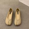 Fashion Bailamos Women Split Toe Fur Slippers Tabi Ninja Slip On Flats Round Toe Shallow Lazy Boat Slingback Mules Shoes Soft Warm Loafe