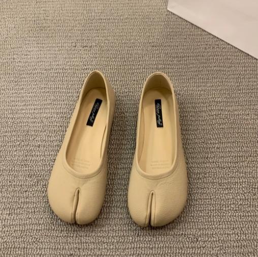 Fashion Bailamos Women Split Toe Fur Slippers Tabi Ninja Slip On Flats Round Toe Shallow Lazy Boat Slingback Mules Shoes Soft Warm Loafe