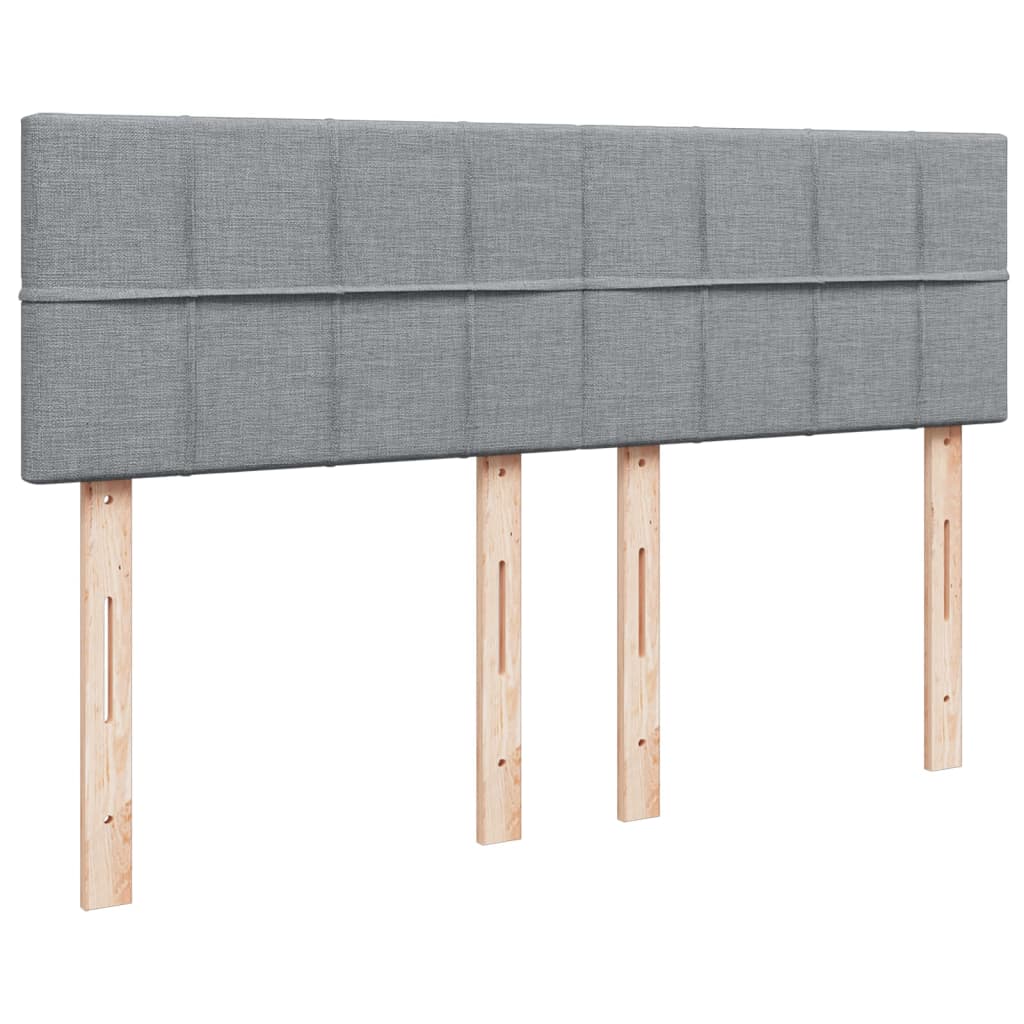 Box Spring Bed with Mattress Light Grey 140 x 190 cm Fabric