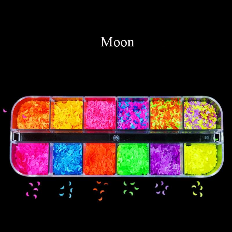 12 Grids Nail Jewelry Star Moon Leaf Design Nail Art Decorations Eye Makeup Patch Butterfly Heart Nail Sequins