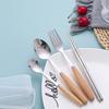 Wooden-Handled Cutlery Set Stainless Steel Spoon Fork And Chopsticks Set Three-Piece Cutlery Box Set