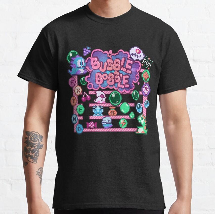 Bobble Bubble arcade video game pixel art cute dragon vintage T Shirt  100 Cotton printed Clothes Present TShirt S