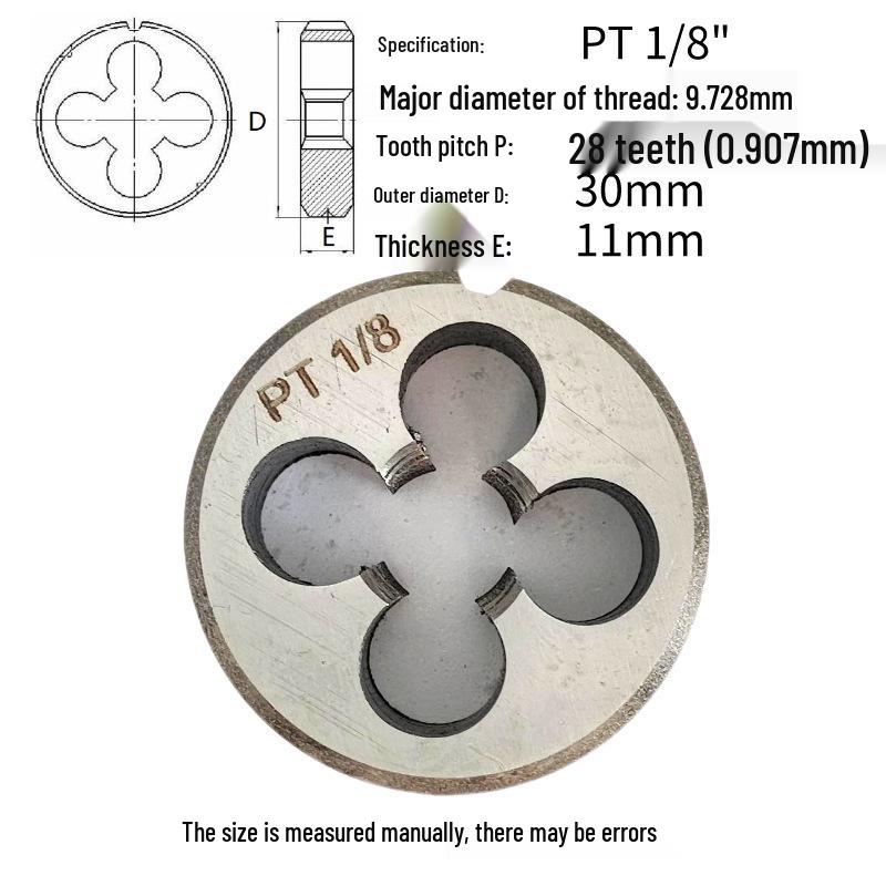 British Standard Round Die Stock: Taper Pipe Thread Tap & Cleaner PT1/8 to 1 inch