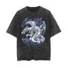 Japan Anime Yu Gi Oh BlueEyes White Dragon Cool Print Tshirt Men Manga Cotton Tshirts Vintage Washed Tee Harajuku Male T Shirt