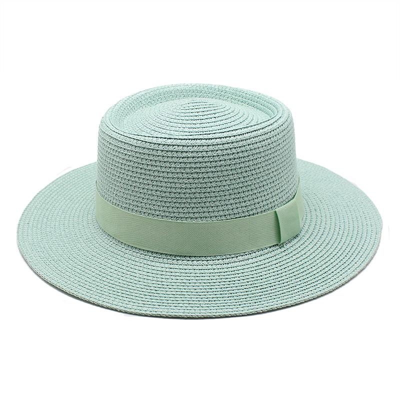 20 Color Summer Beach Sun Hats For Women Man Foldable Round Flat Top Big Brim Straw Hat Solid Color Outdoor Holiday Visor Caps