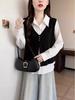 Women's Plus Size French Style Tummy Concealing Two-Piece Long Sleeve Vest Shirt
