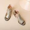 Women's high-heeled sandals summer comfortable versatile thick heel large size Roman fish mouth sandals