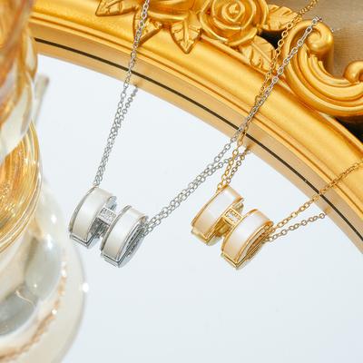 New H Letter Imitation Shell Necklace for Women's High-end Collarbone Chain
