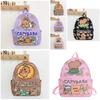 Playful Capybara Illustrations Kids Backpack Generous Size Lightweight For Small Kids