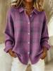 Women's Casual Plaid Long Sleeve Lapel Shirt Sweater Cardigan