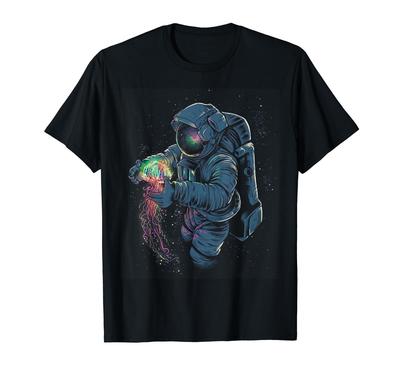 Space Rave Jellyfish Rainbow Astronaut Friends T-Shirt - T-Shirt