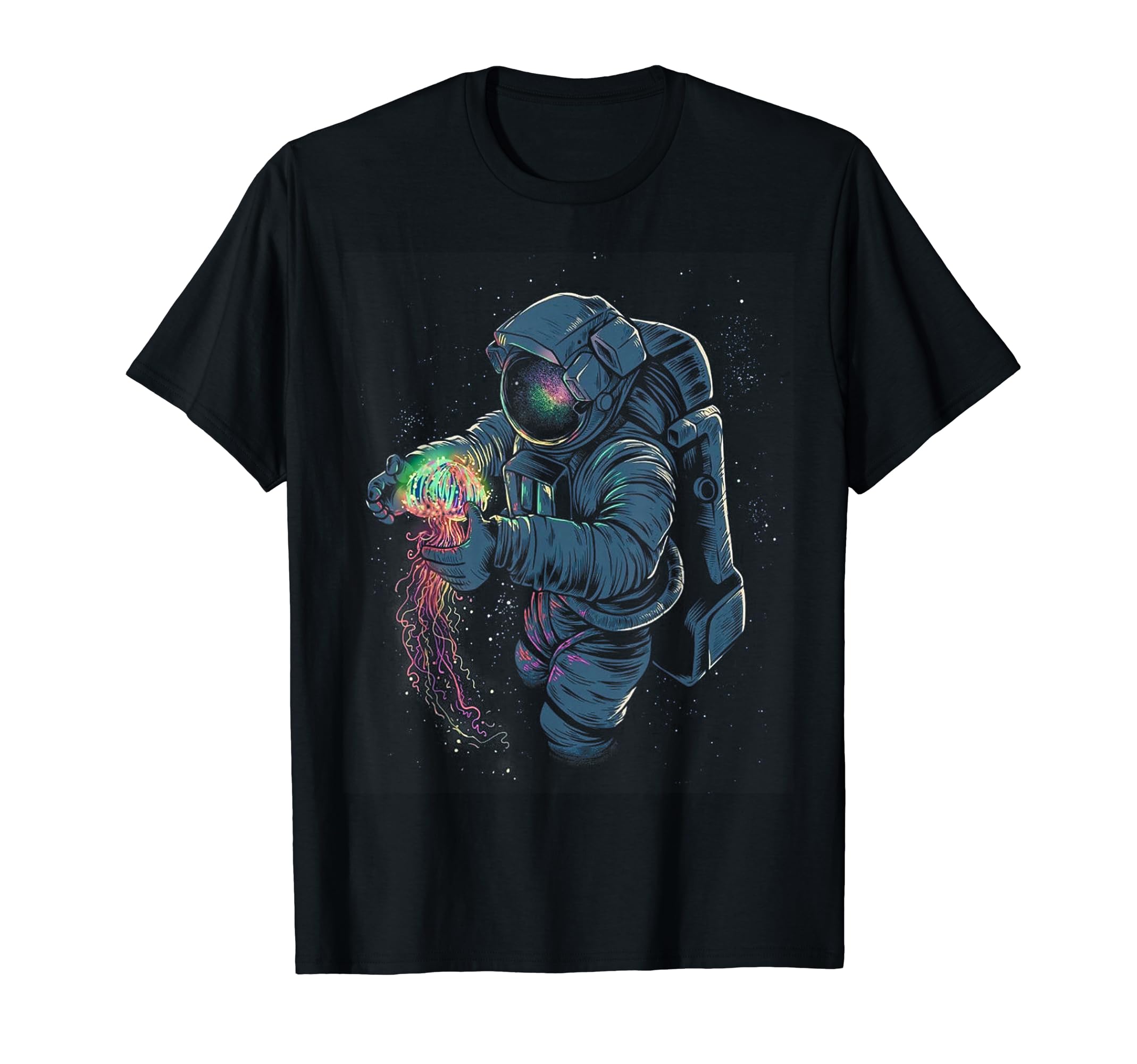 Space Rave Jellyfish Rainbow Astronaut Friends T-Shirt - T-Shirt