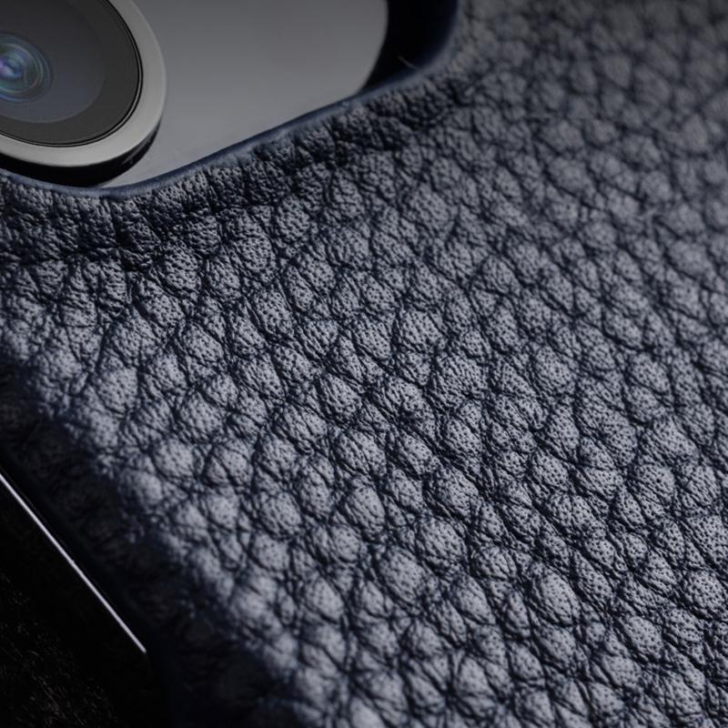 MELKCO For iPhone 14 Pro Max Magnetic Protective Case Genuine Cow Leather Coated PC Phone Cover