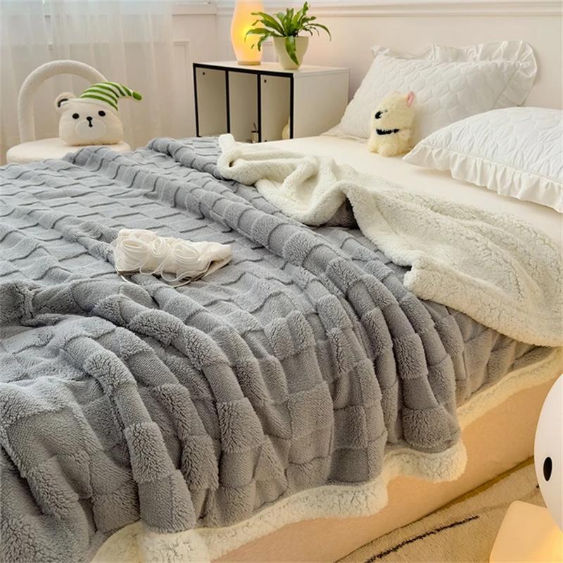 Coperta Plaid in Pile Soffice Inverno Coperte Ispessite Copripiumino Double Face Copridivano Letto Morbido Caldo Plaid Copriletto Camera da Letto