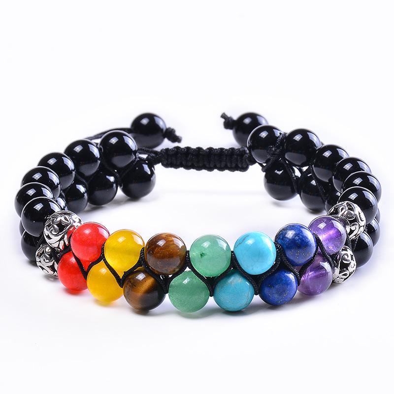 

JYL TS Bracelet Colorful Double Layer Woven Design Invites Vibrancy & Harmony Double layer black agate цукерки apple червоний колір