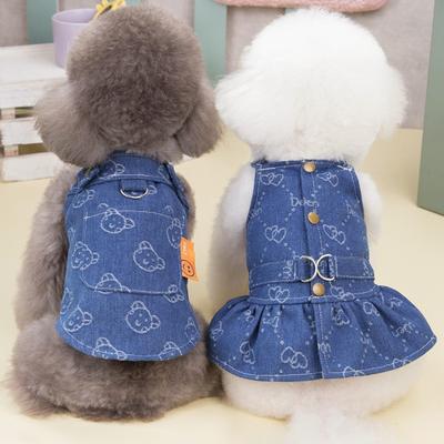 Amore Jeans Costume Abito Pet Denim per Cani Pettorina Gilet per Cani Piccoli Gonna con Bretelle di Lusso per Cani Abiti per Cuccioli con Stampe Carine