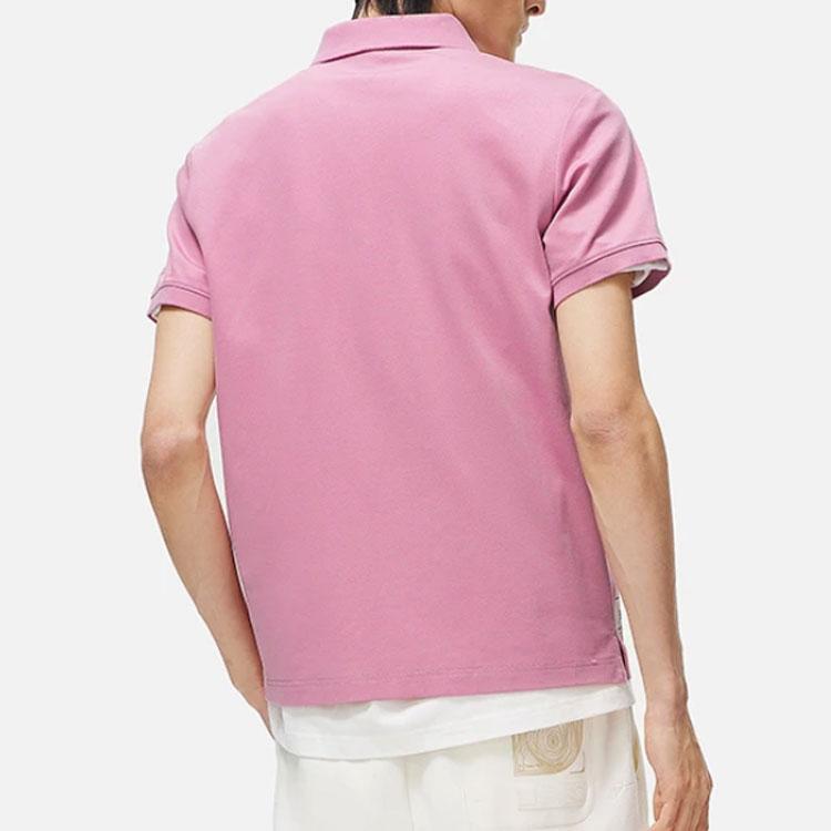 Li Ning Logo Print Short Sleeve Polo Shirt Men tops Light-Pink APLT019-3