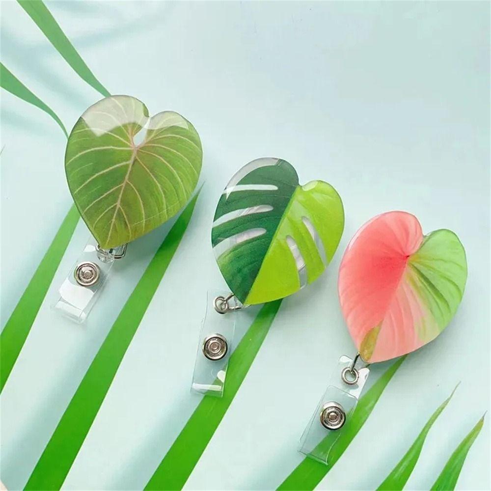 ID Card Clip Leaf ID Badge Reel Name Tag Easy Pull Buckle Retractable Badge Holder Hospital Use