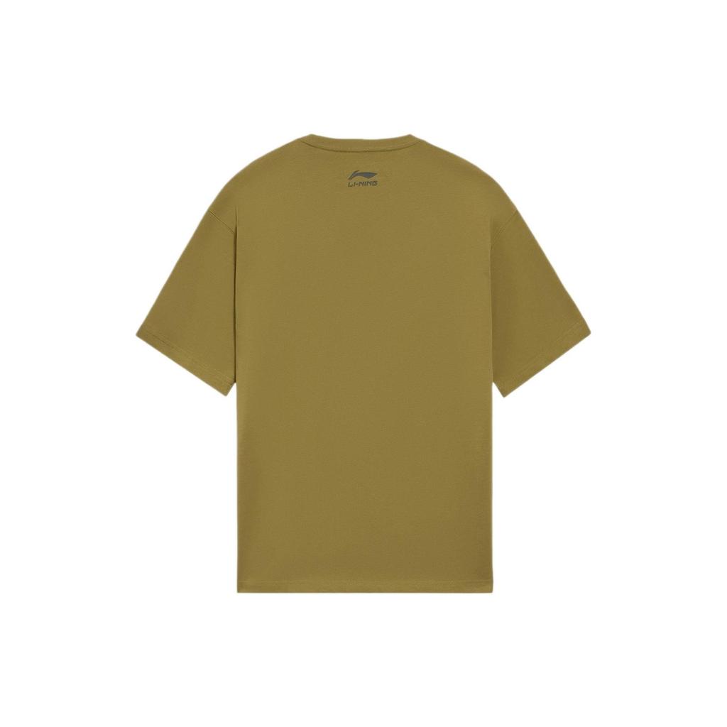 Li Ning CF Sports Fashion Series Letter Print Round Neck Short Sleeve T-Shirt Men Tops Seed-Brown AHSS587-3