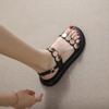 Footwear One Word Open Toe Apricot Beach Outdoor Platform No Heel Summer 2024 Flat Rubber Sandals for Women Ladies Shoes Vip X