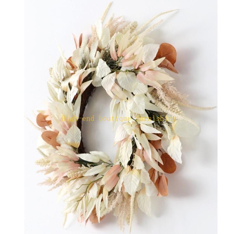  Thanksgiving Wreath Artificial Ear of Rice Wreath for Front Door Artificial Wreath for Inside and Outside Decoration