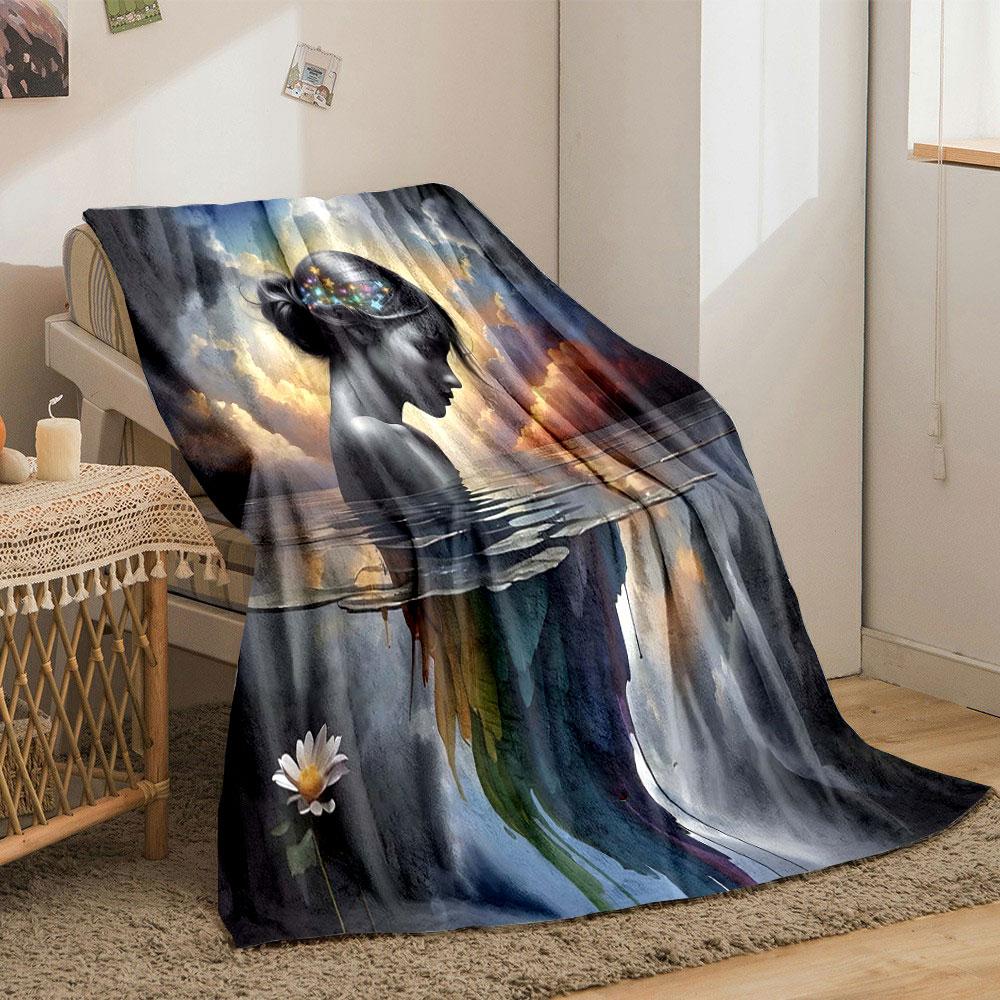 "Dreamy Woman with Starry Hair Design" print blanket soft and cozy perfect for the living room bed sofa or a nap,gift