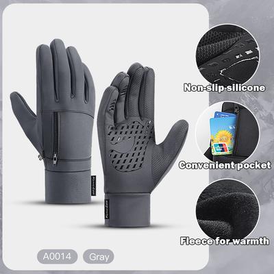 Winter Gloves Man Sports Bike Snow Bicycle Gloves Touchscreen Windstop Silicone Cycling Gloves Black Waterproof Bike Gloves Professional Grade