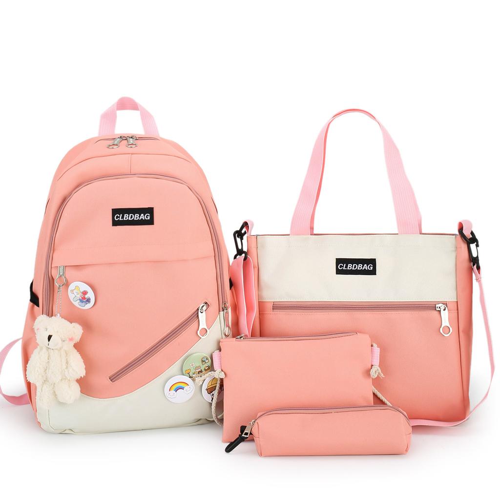 4 pezzi Set di zaini scolastici di tela per ragazze adolescenti Donne Zaino  a contrasto Colore Kawaii Donne Zaino per laptop Zaino per bambini Zaino per  bambini acquista in modo economico — spedizione