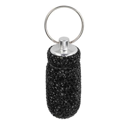 Aluminiumlegierung Kapseln Aufbewahrungskoffer Box Schwarzer Strass Reise Medikamentenflasche Behälter mit