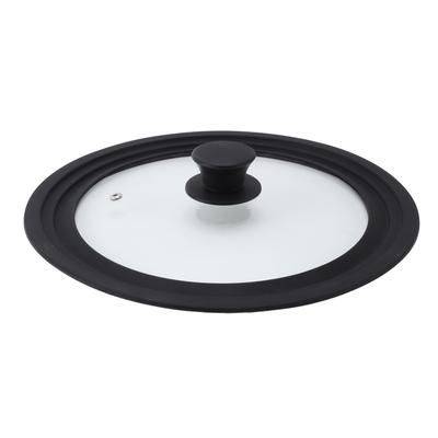 Runder Glasdeckel Hitzebeständig Silikonrand Universal Küchenpfannendeckel für 24cm 26cm 28cm
