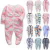 Jungen Mädchen Cartoon Gestreiften Druck Hause Strampler Pyjamas Neugeborenen Baby Kleidung