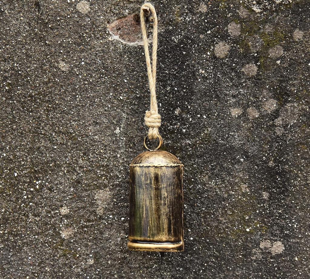 Handmade Iron Cow Bells with Gold Finish, Decorative Hanging Bells for Doors, Entryways, Meditation, Mindfulness, and Home Decor.