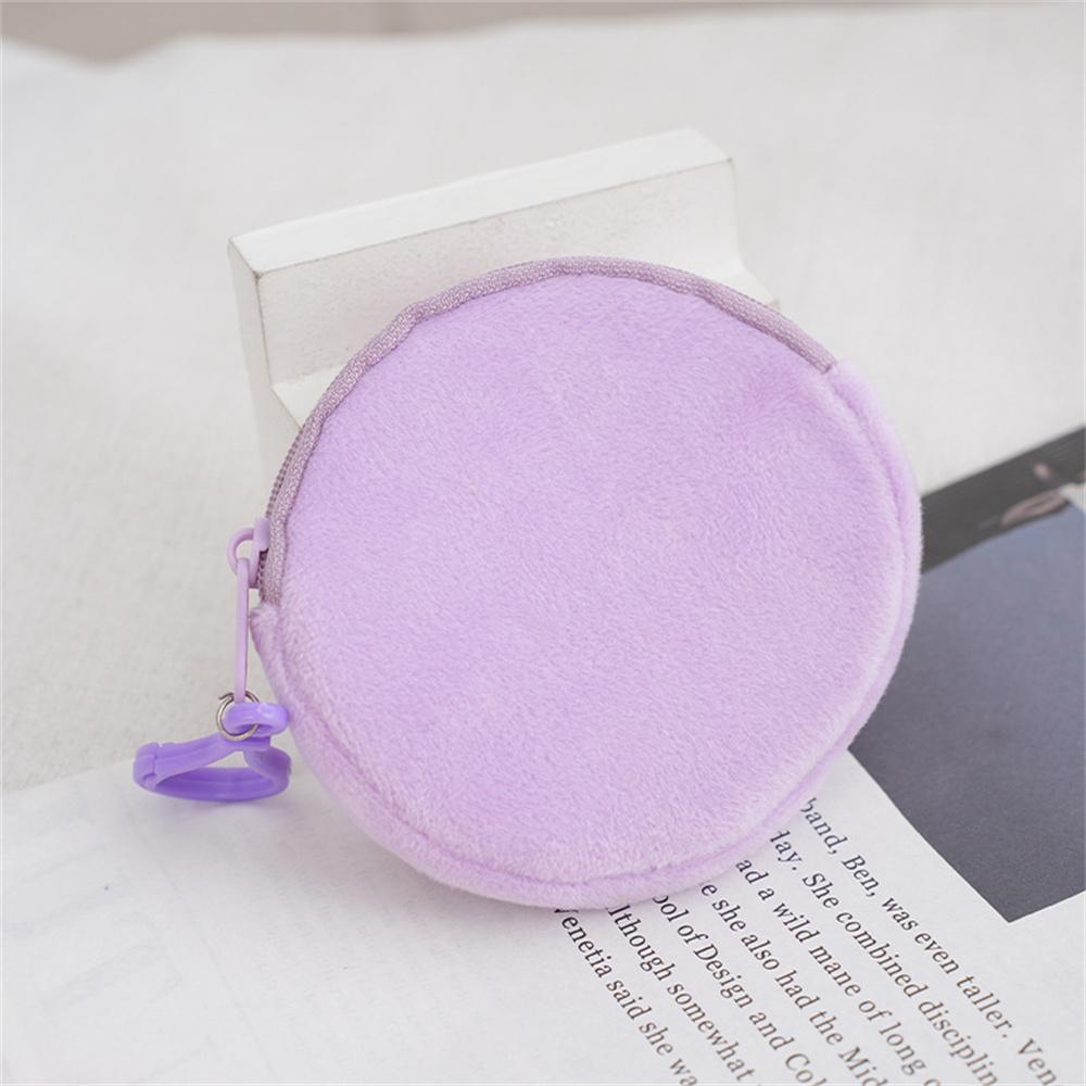 Solid Plush Round Coin Purse Women's Cute Wallet ID Card Bag Keychain Minimalist Coin Bag Kawaii Wallets for Women Gift