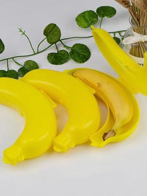 Trijų spalvų kelioninė nešiojama lauko bananų dėžutė vaisių laikymo dėžutė plastikinė banano formos bananų apsauginis dėklas