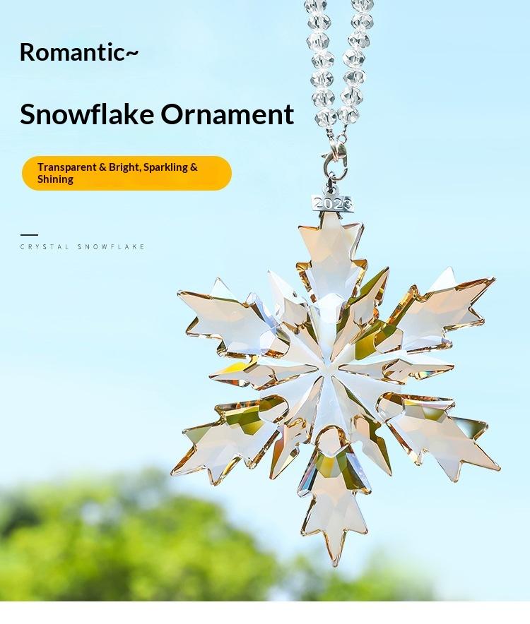 Cross-border Exclusive Snowflake 4 Christmas Tree Pendant 2025 Artificial Crystal Car Hanging