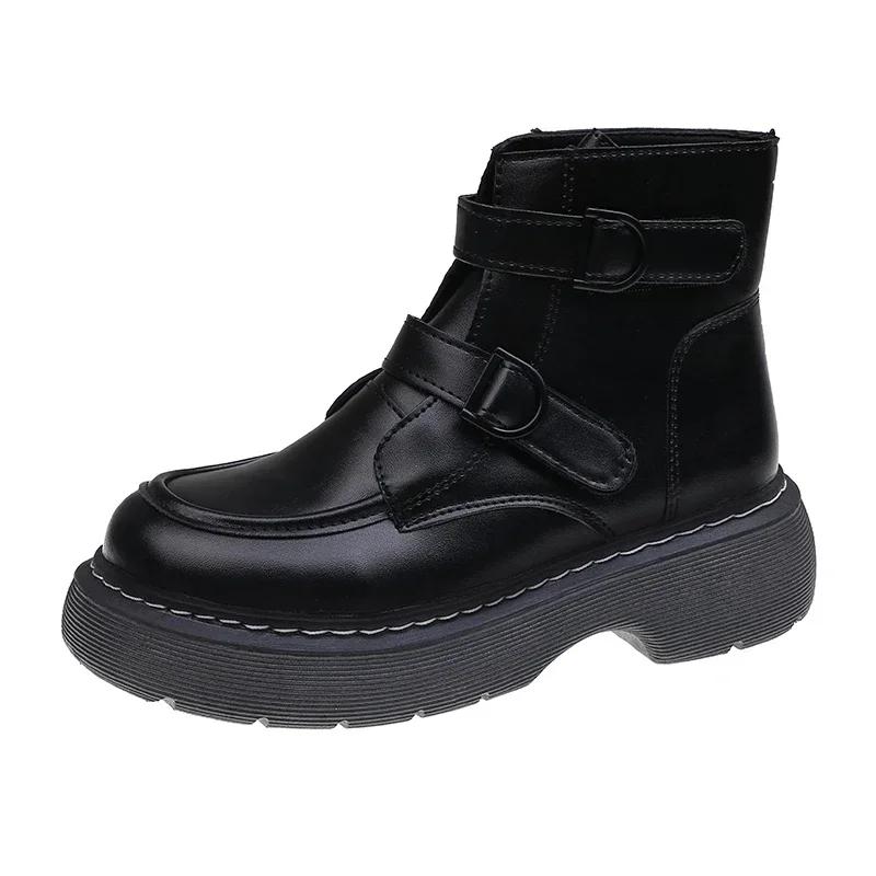 Fashion Ladies Shoes 2024 Fashion Sleeve Women's Boots Spring Autumn Round Toe Solid Short Barrel Platform Boots Zapatos De Mujer