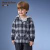PawinPaw Boys' Cartoon Bear Plaid Hooded Shirt Jacket