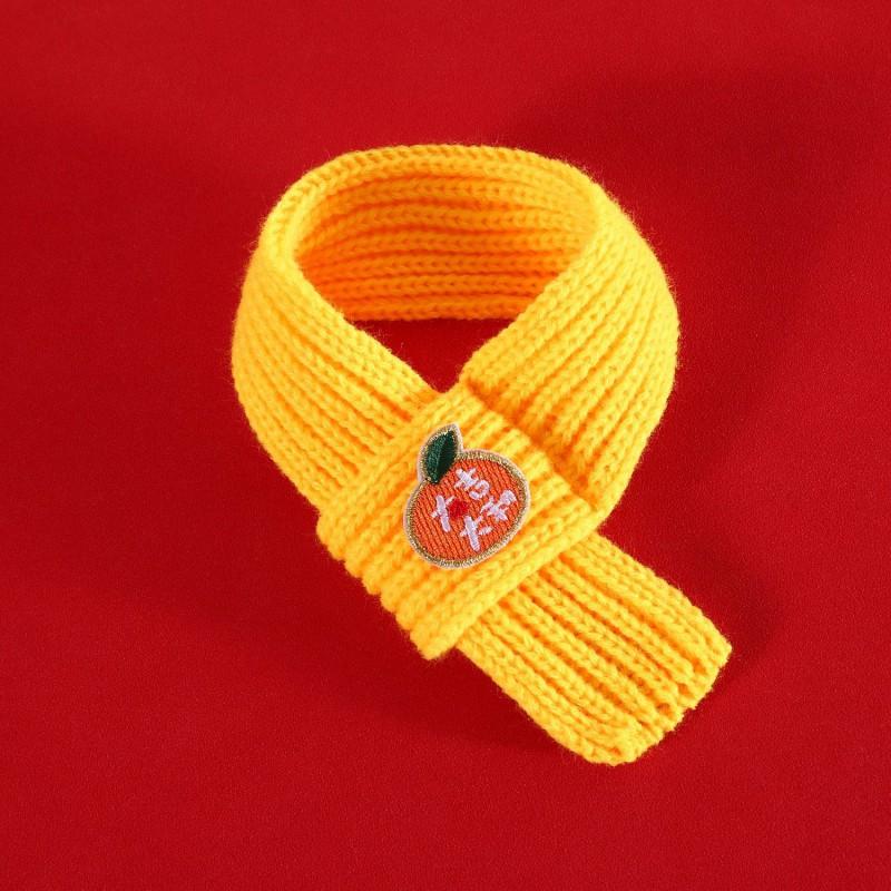Knitted Pet Scarf Cats Dogs - Chinese New Festive Embroidered Design With Fortune Prosperity Safety Motifs