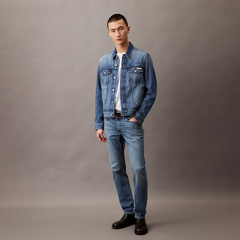 Calvin Klein Ss25 Trendy American Vintage Lapel Denim Jacket Men Jackets Denim-Blue 4LB772G