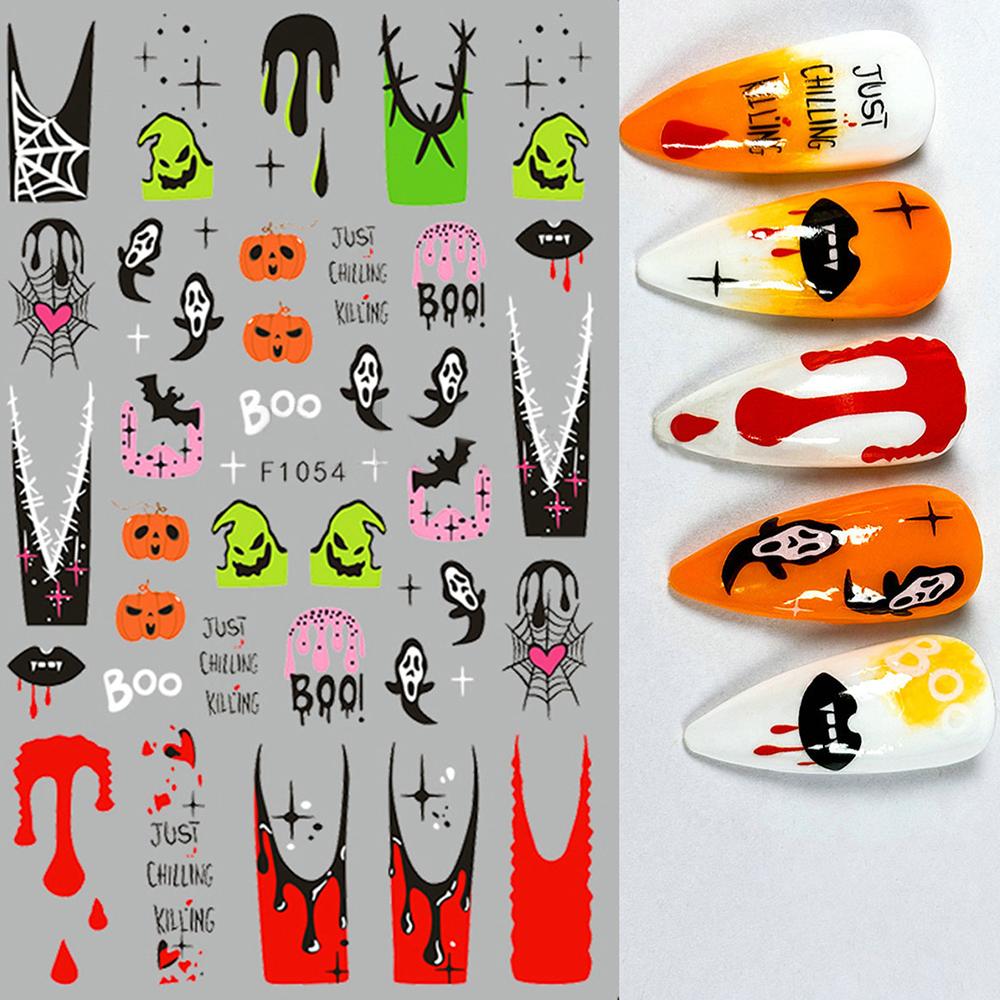 5 Sheets Halloween Nail Art Stickers For DIY Nail Supplies Decoration
