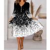 Europe and the United States Hot-selling New Fashion Printing Loose Long-sleeved Long Dress A-shaped Skirt