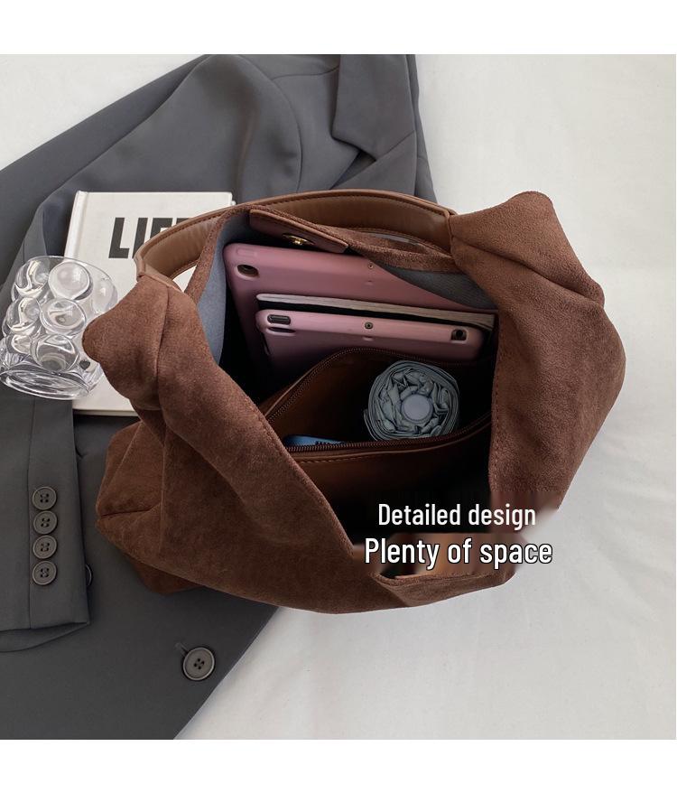 Geantă Tote Damă Suedeză Vintage 2025: Geantă de umăr casual versatilă, de mare capacitate