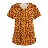 Women's Halloween Printed Loose V-Neck Pocket Short SleevUniform  Uniform