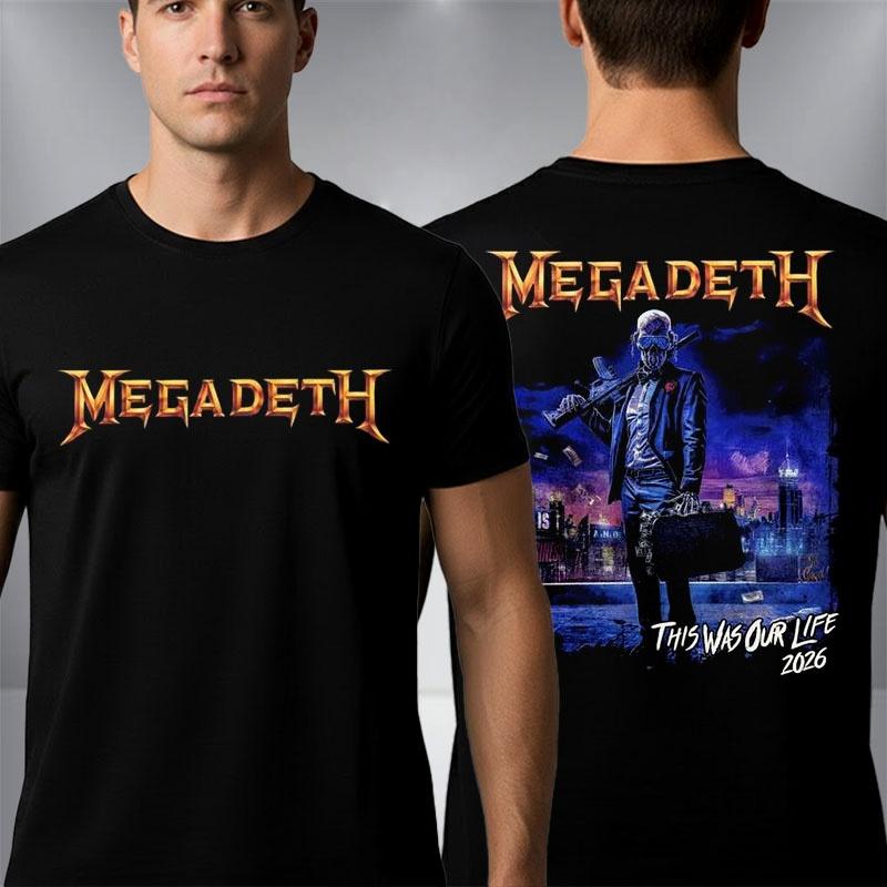 Megadeth This Was Our Life 2026 Tour Tshirt Unisex And Unisex Summer 100 Cotton Shirt Gothic Fashion Short Sleeved Top Streetwear