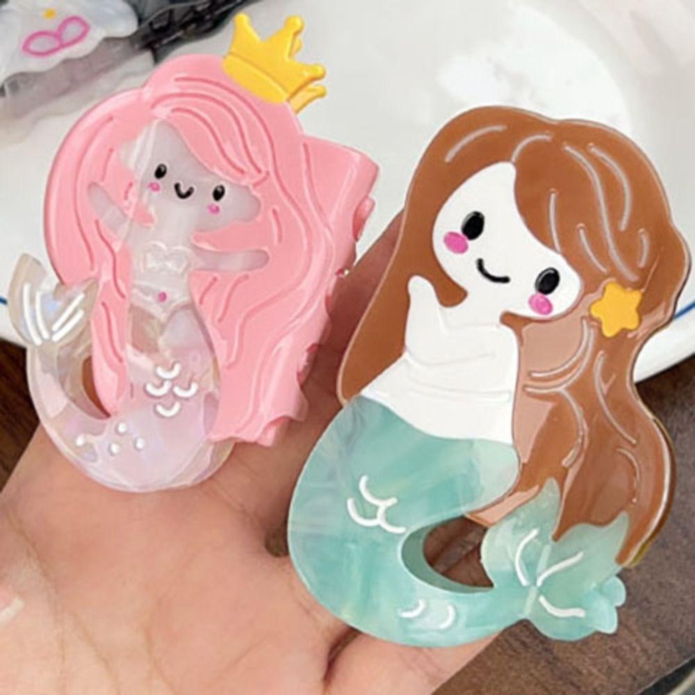 Lovely Cartoon Mermaid Hair Claw Geometry Acetic Acid Shark Clip Cute Creative Hair Claw Female