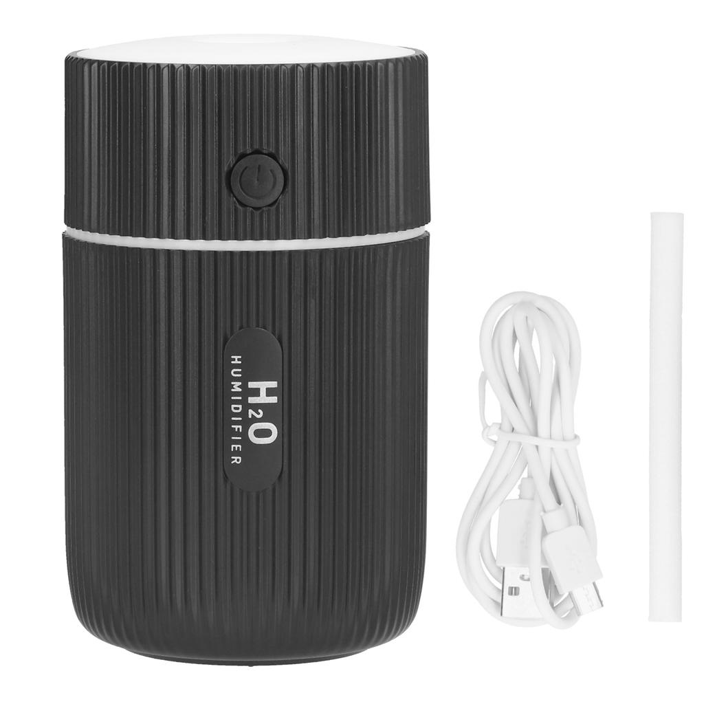 Mini zvlhčovač vzduchu s barevným světlem Stolní zvlhčovač vzduchu Napájený přes USB do auta, kanceláře, pokoje, ložniceČerný